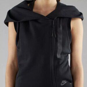 Nike Women's Summit Black Tech Fleece Sleeveless Vest Full-Zip Hoodie Size M